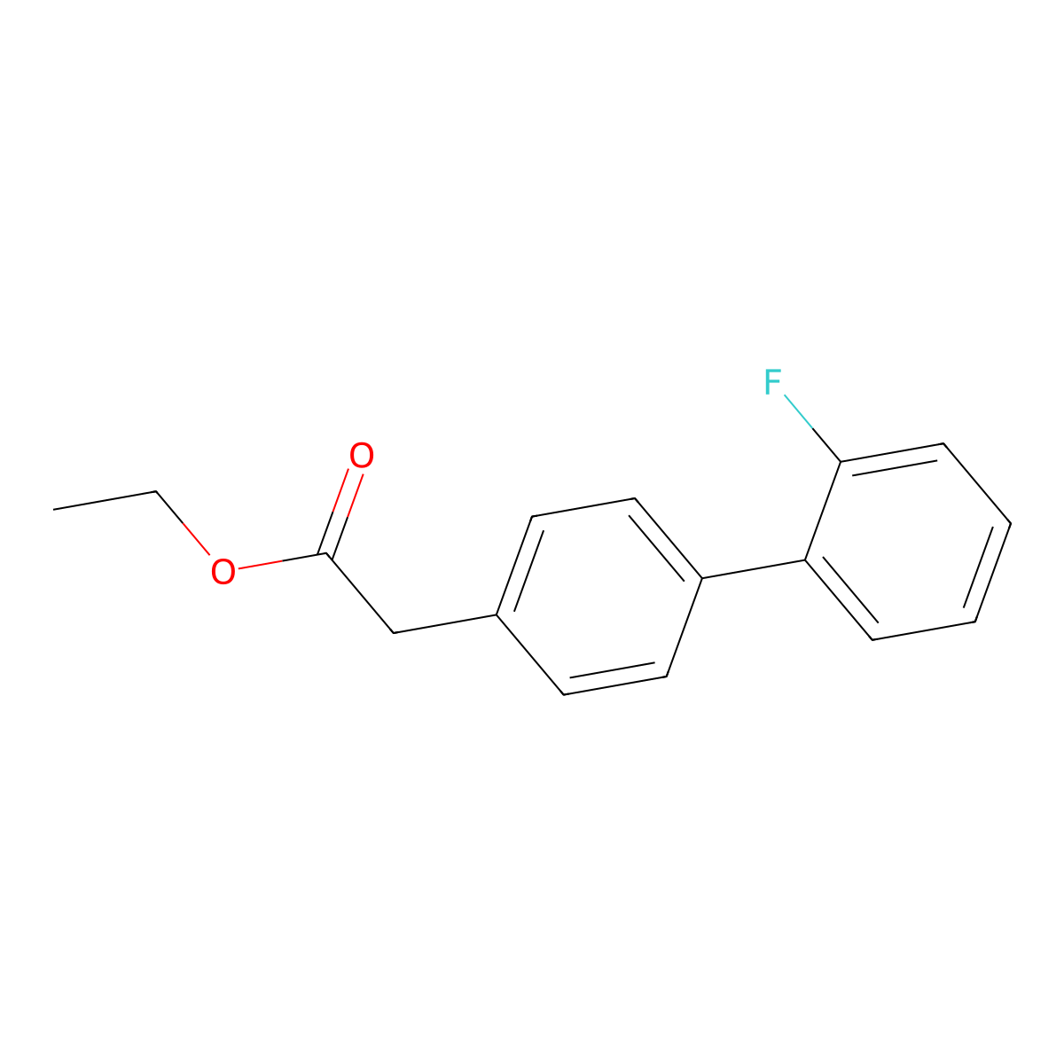 Ethyl 2-(2'-fluoro-[1,1'-biphenyl]-4-yl)acetate molecular structure, CAS 5002-30-2