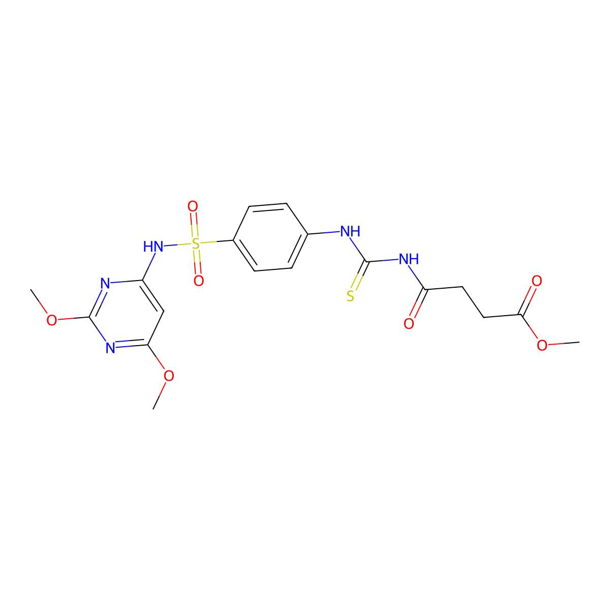 Methyl 4-[({4-[(2,6-dimethoxypyrimidin-4-yl)sulfamoyl]phenyl}carbamothioyl)amino]-4-oxobutanoate molecular structure, CAS 500201-28-5