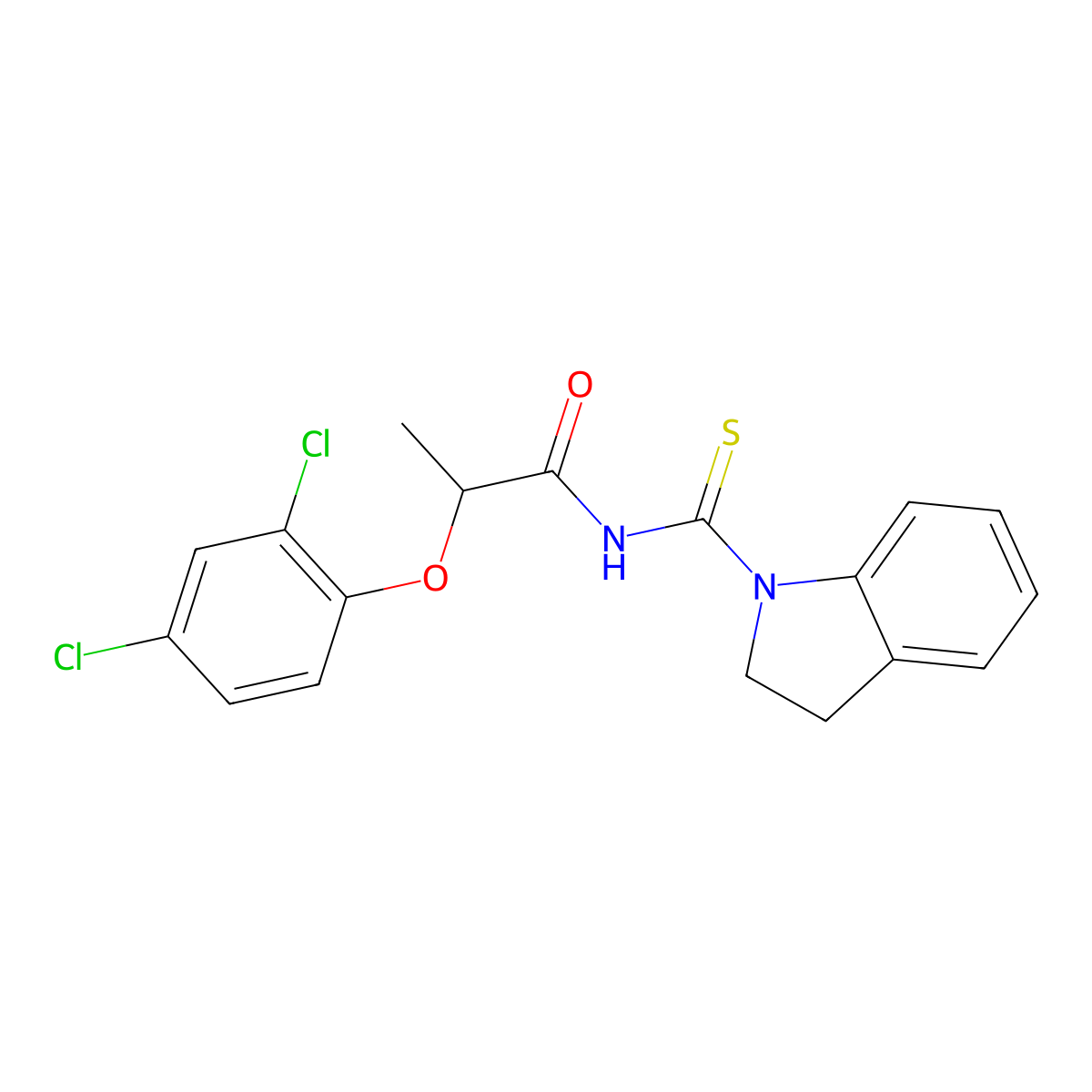 2-(2,4-dichlorophenoxy)-N-(2,3-dihydro-1H-indol-1-ylcarbonothioyl)propanamide molecular structure, CAS 500201-68-3