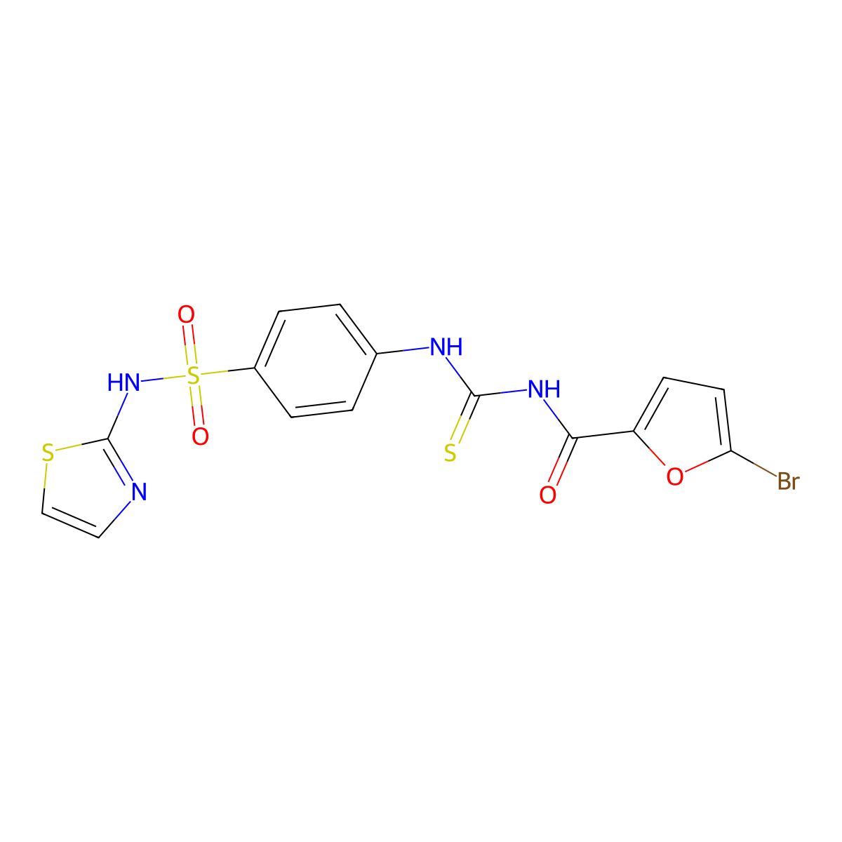 4-({[(5-bromo-2-furoyl)amino]carbothioyl}amino)-N-(1,3-thiazol-2-yl)benzenesulfonamide molecular structure, CAS 500201-76-3