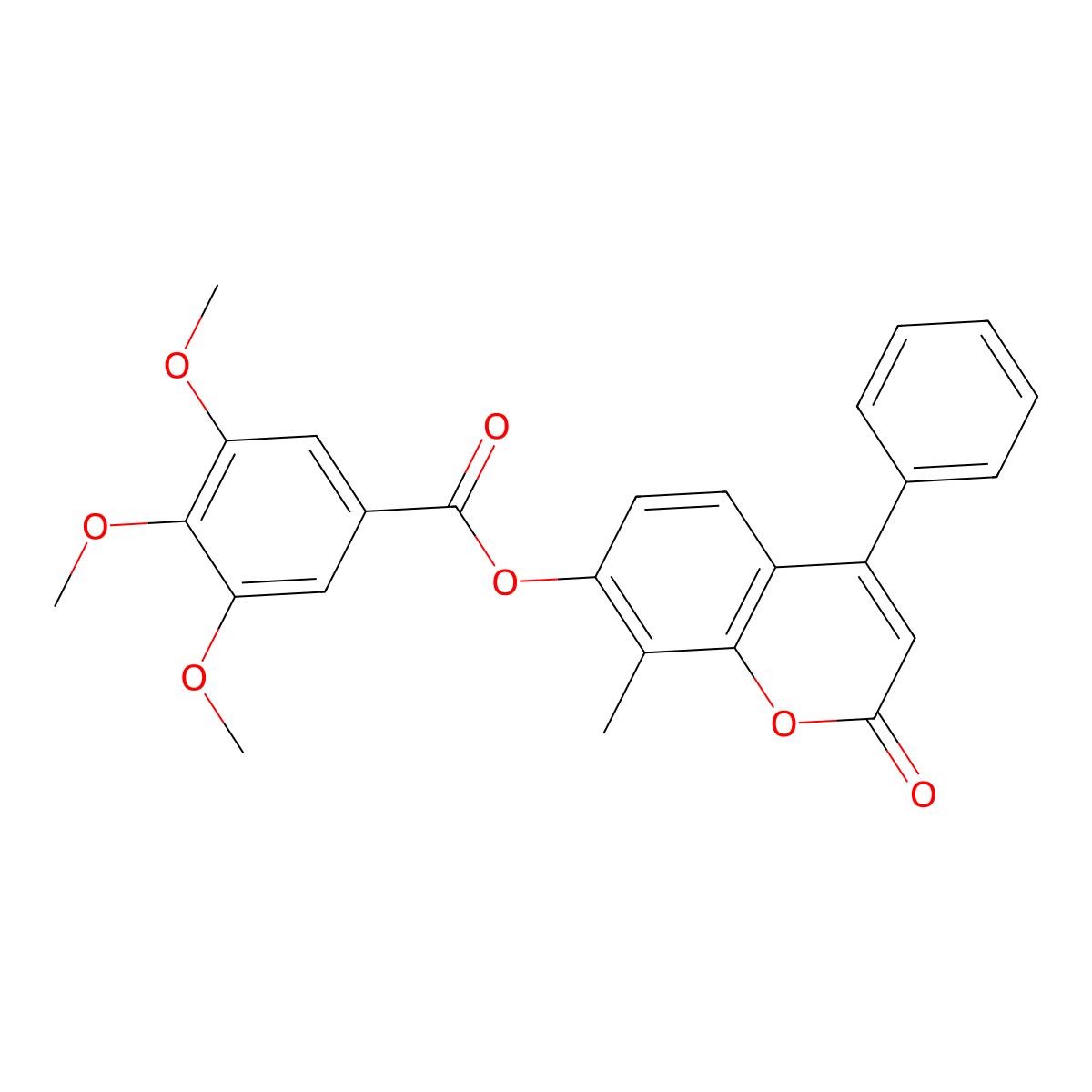 8-methyl-2-oxo-4-phenyl-2H-chromen-7-yl 3,4,5-trimethoxybenzoate molecular structure, CAS 500201-81-0