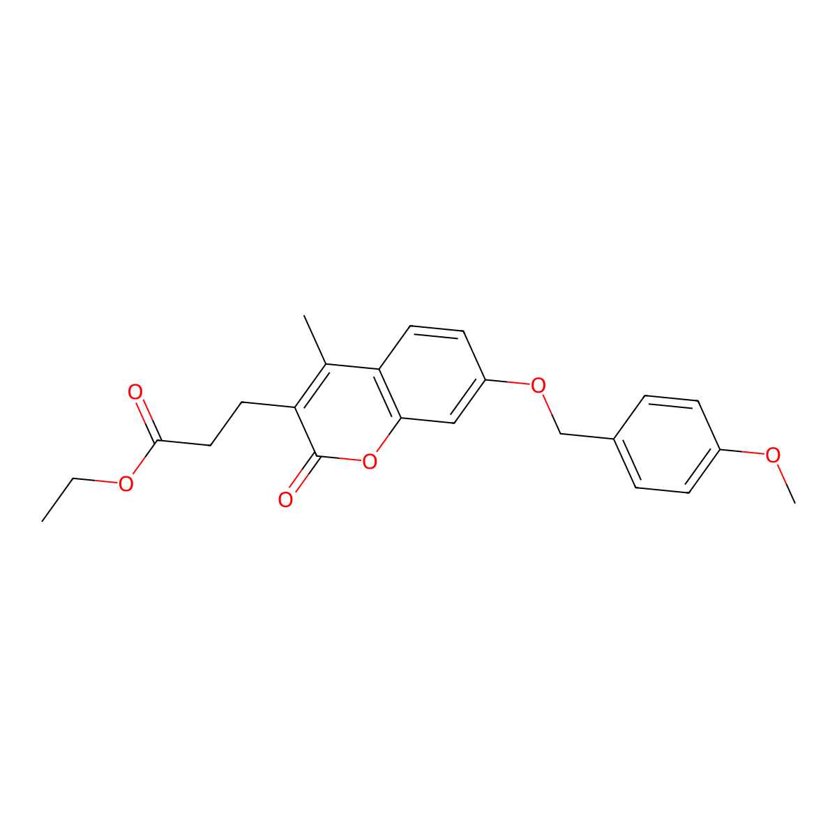 ethyl 3-{7-[(4-methoxybenzyl)oxy]-4-methyl-2-oxo-2H-chromen-3-yl}propanoate molecular structure, CAS 500203-68-9