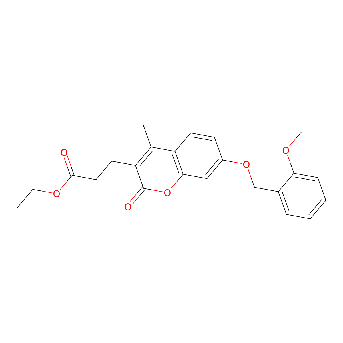 ethyl 3-{7-[(2-methoxybenzyl)oxy]-4-methyl-2-oxo-2H-chromen-3-yl}propanoate molecular structure, CAS 500203-79-2