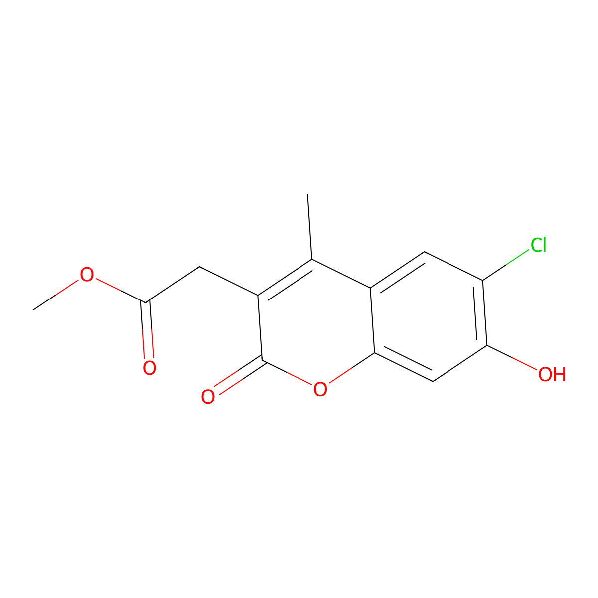 methyl (6-chloro-7-hydroxy-4-methyl-2-oxo-2H-chromen-3-yl)acetate molecular structure, CAS 500203-85-0