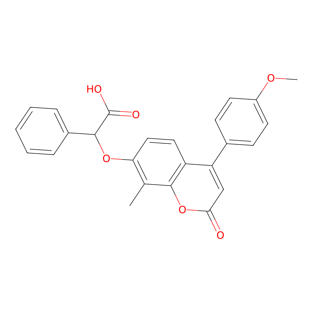 2-[4-(4-Methoxyphenyl)-8-methyl-2-oxochromen-7-yl]oxy-2-phenylacetic acid molecular structure, CAS 500203-91-8