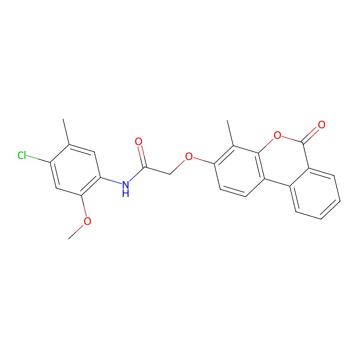 N-(4-chloro-2-methoxy-5-methylphenyl)-2-({4-methyl-6-oxo-6H-benzo[c]chromen-3-yl}oxy)acetamide molecular structure, CAS 500204-00-2