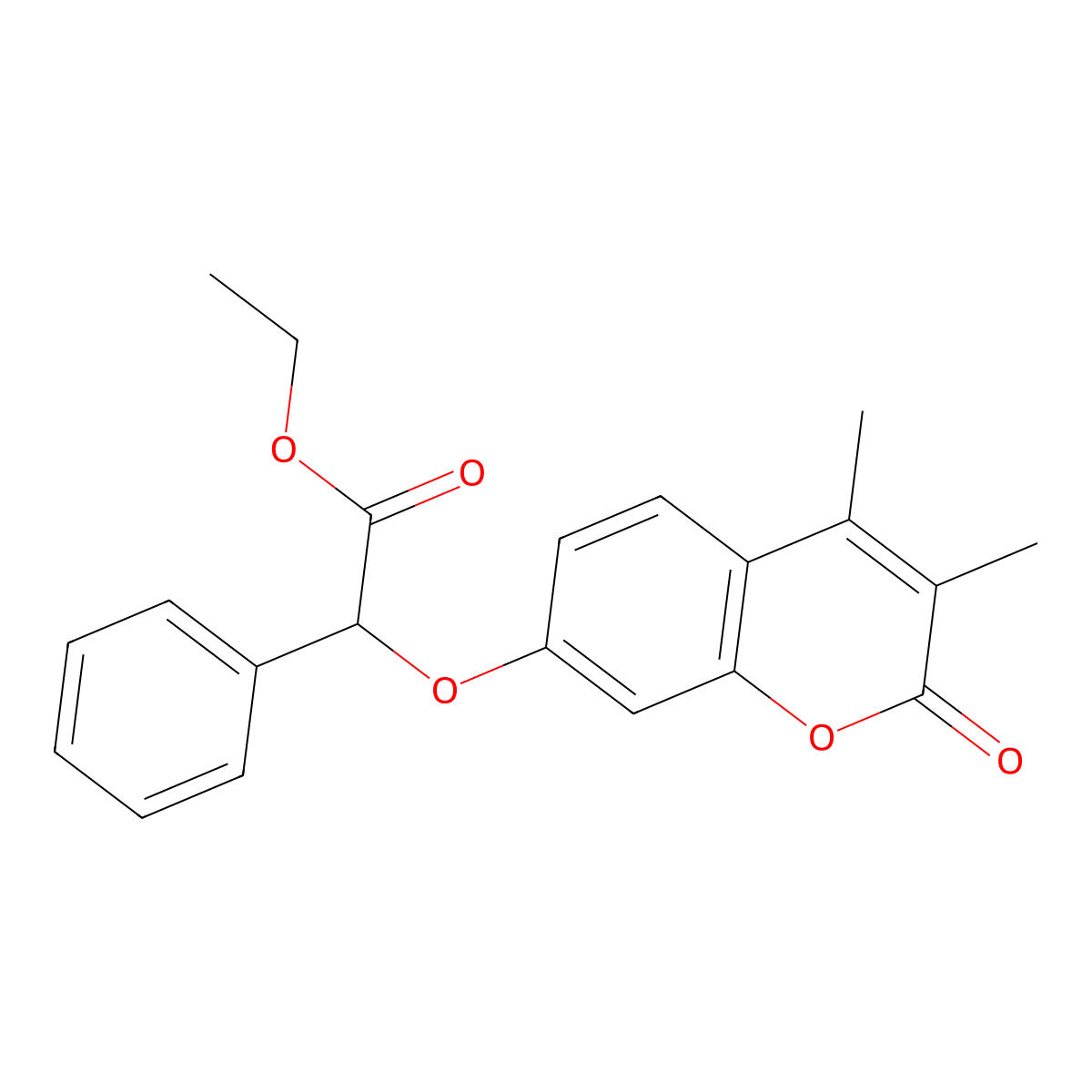 Ethyl 2-(3,4-dimethyl-2-oxochromen-7-yl)oxy-2-phenylacetate molecular structure, CAS 500204-08-0