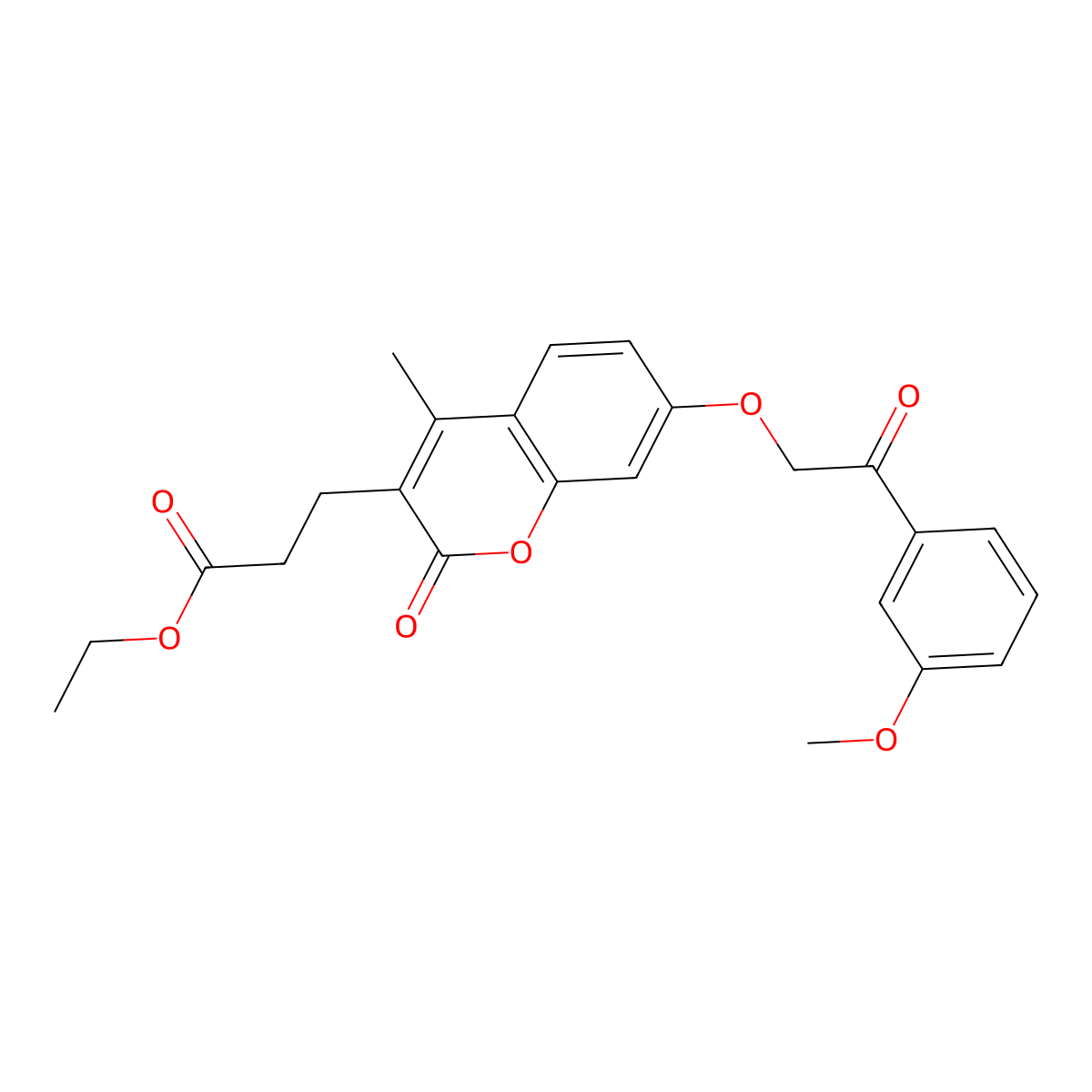 ethyl 3-{7-[2-(3-methoxyphenyl)-2-oxoethoxy]-4-methyl-2-oxo-2H-chromen-3-yl}propanoate molecular structure, CAS 500204-12-6