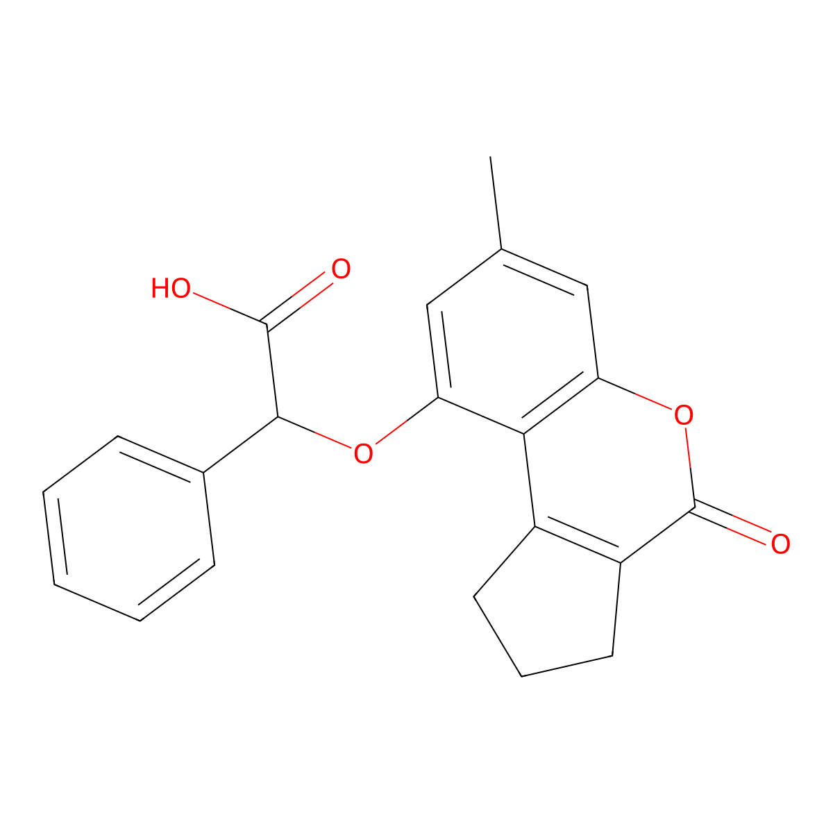 [(7-Methyl-4-oxo-1,2,3,4-tetrahydrocyclopenta[c]chromen-9-yl)oxy](phenyl)acetic acid molecular structure, CAS 500204-21-7