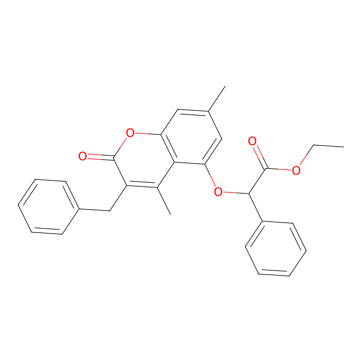 Ethyl 2-[(3-benzyl-4,7-dimethyl-2-oxo-2H-chromen-5-YL)oxy]-2-phenylacetate molecular structure, CAS 500204-23-9