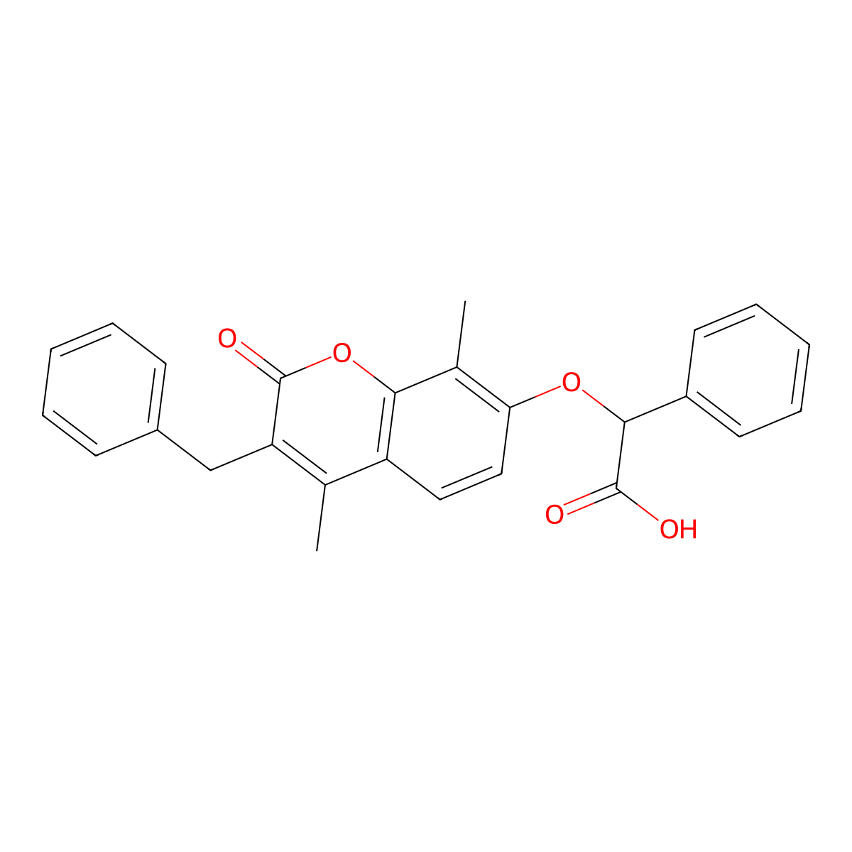 2-(3-Benzyl-4,8-dimethyl-2-oxochromen-7-yl)oxy-2-phenylacetic acid molecular structure, CAS 500204-24-0