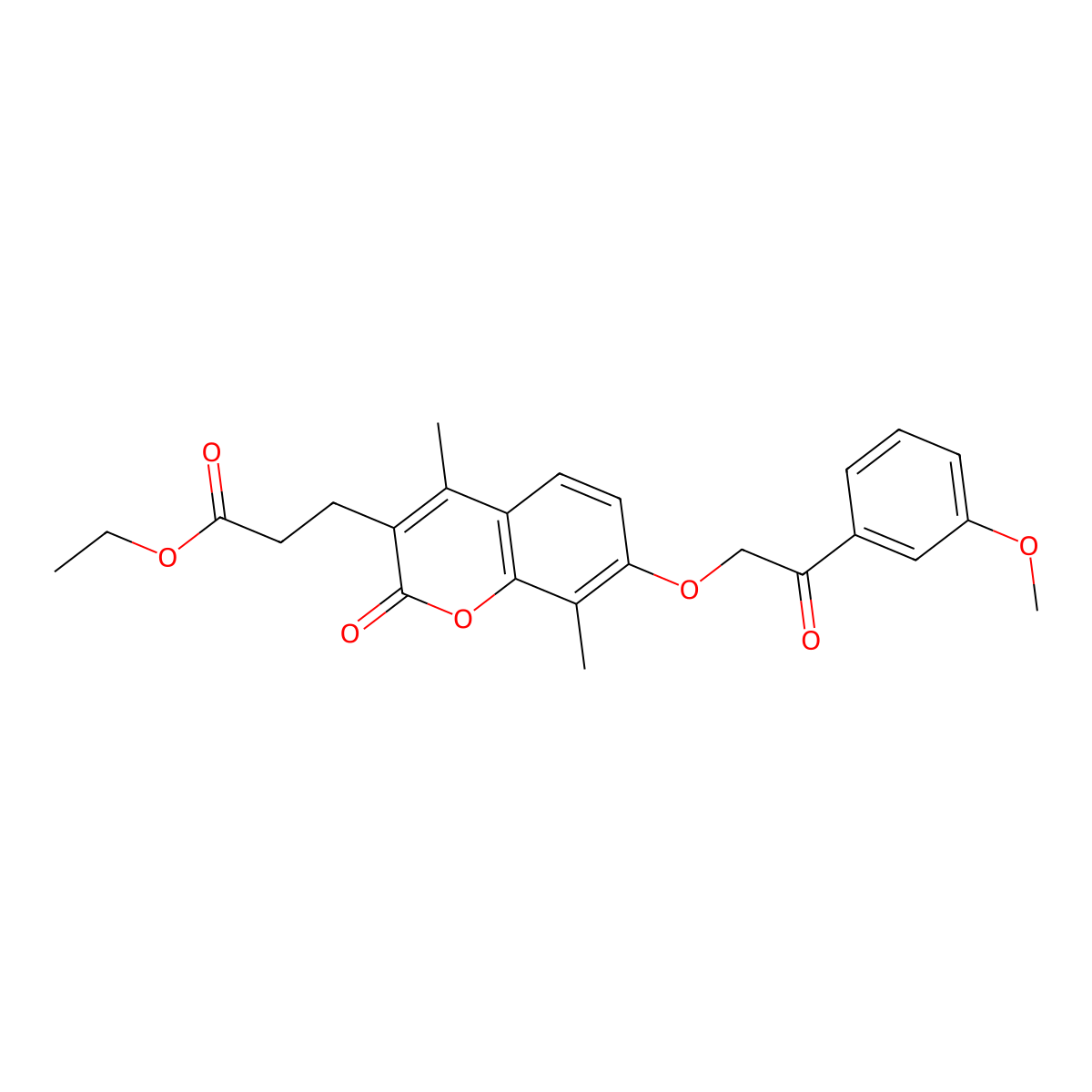 ethyl 3-{7-[2-(3-methoxyphenyl)-2-oxoethoxy]-4,8-dimethyl-2-oxo-2H-chromen-3-yl}propanoate molecular structure, CAS 500204-31-9