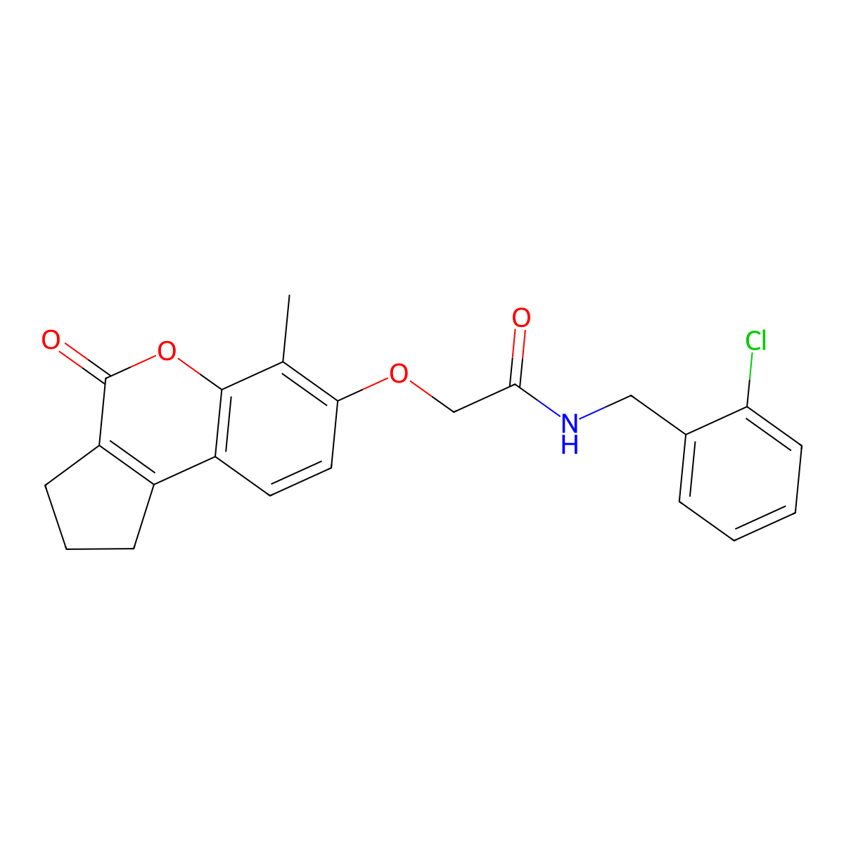 N-[(2-chlorophenyl)methyl]-2-({6-methyl-4-oxo-1H,2H,3H,4H-cyclopenta[c]chromen-7-yl}oxy)acetamide molecular structure, CAS 500204-54-6