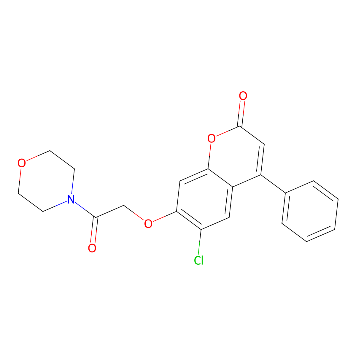 6-Chloro-7-(2-morpholin-4-yl-2-oxoethoxy)-4-phenylchromen-2-one molecular structure, CAS 500204-58-0
