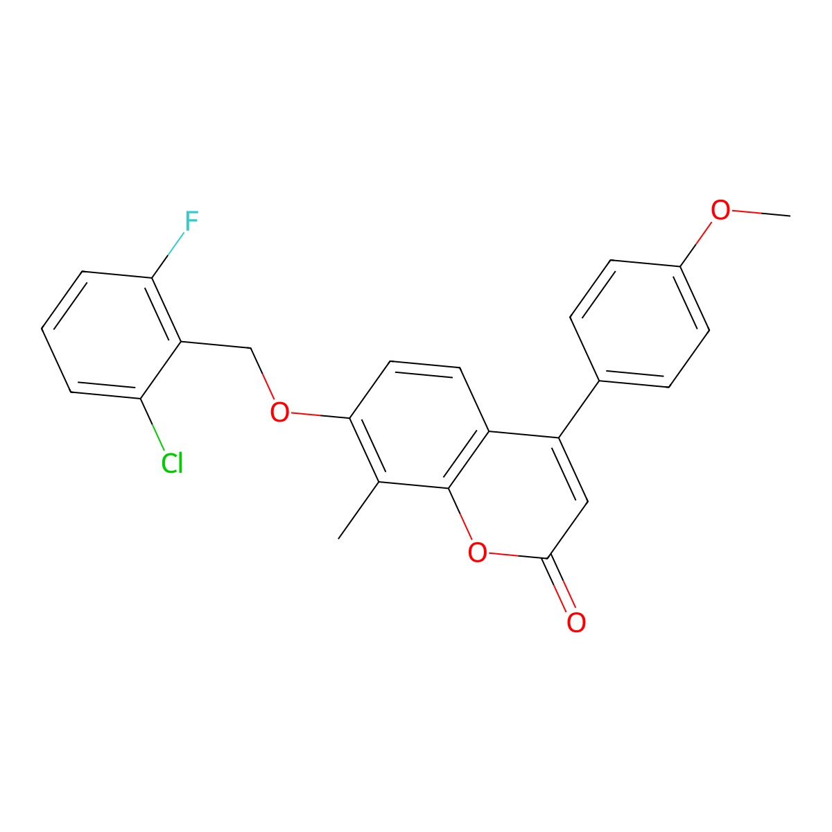 7-[(2-chloro-6-fluorobenzyl)oxy]-4-(4-methoxyphenyl)-8-methyl-2H-chromen-2-one molecular structure, CAS 500204-71-7