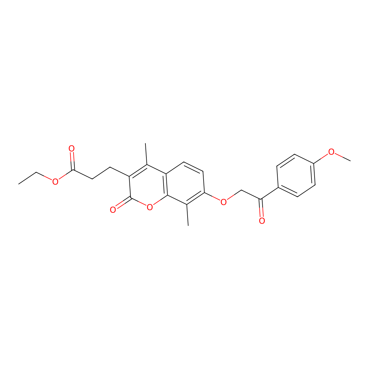 ethyl 3-{7-[2-(4-methoxyphenyl)-2-oxoethoxy]-4,8-dimethyl-2-oxo-2H-chromen-3-yl}propanoate molecular structure, CAS 500204-75-1