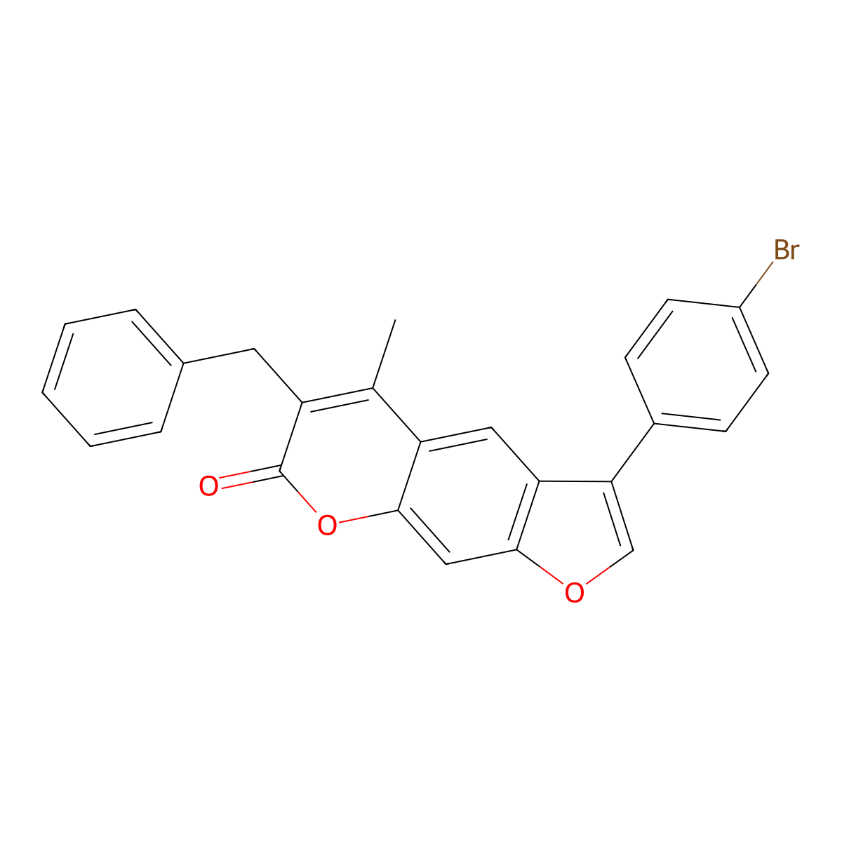 6-benzyl-3-(4-bromophenyl)-5-methyl-7H-furo[3,2-g]chromen-7-one molecular structure, CAS 500204-88-6