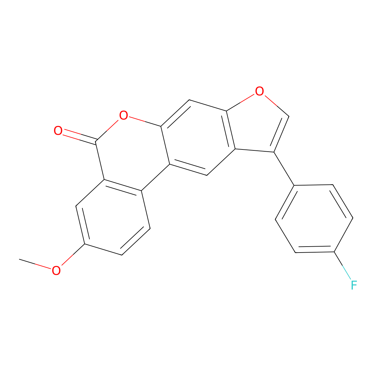 10-(4-fluorophenyl)-3-methoxy-5H-benzo[c]furo[3,2-g]chromen-5-one molecular structure, CAS 500205-01-6