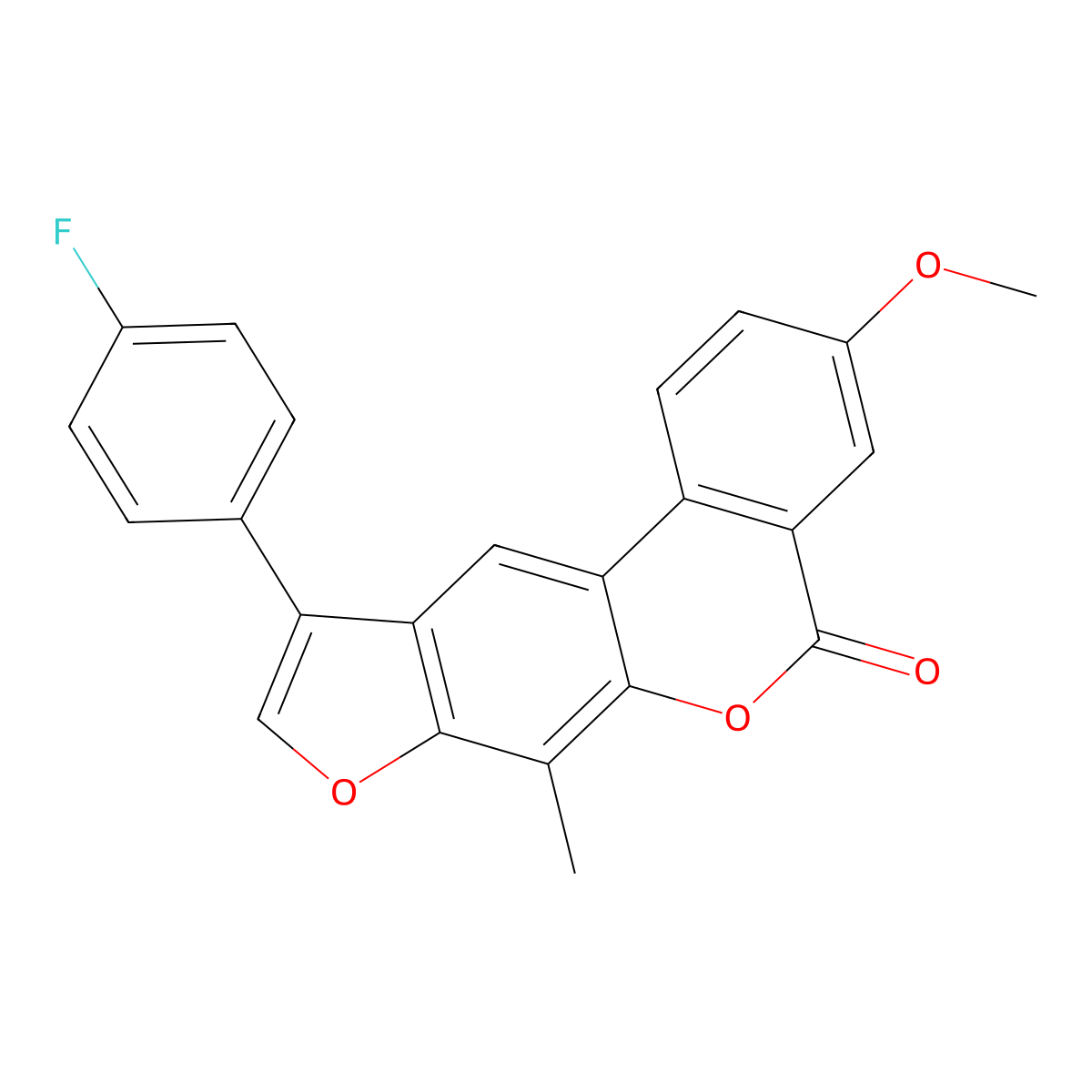 10-(4-fluorophenyl)-3-methoxy-7-methyl-5H-benzo[c]furo[3,2-g]chromen-5-one molecular structure, CAS 500205-02-7