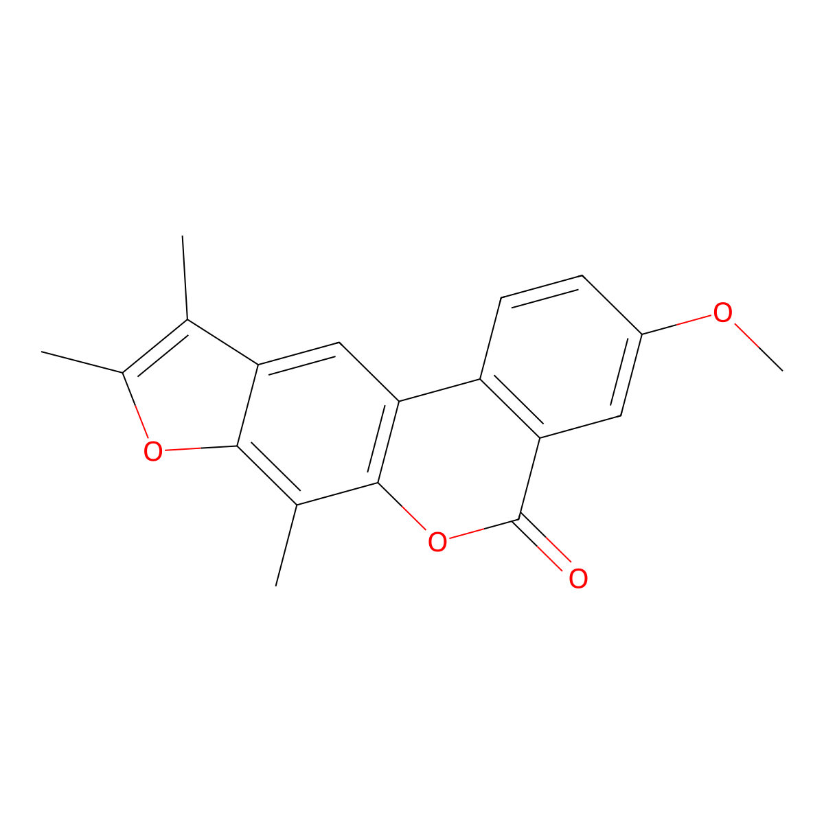 3-methoxy-7,9,10-trimethyl-5H-benzo[c]furo[3,2-g]chromen-5-one molecular structure, CAS 500205-09-4
