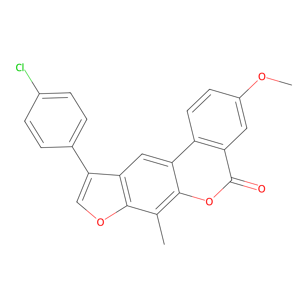 10-(4-chlorophenyl)-3-methoxy-7-methyl-5H-benzo[c]furo[3,2-g]chromen-5-one molecular structure, CAS 500205-10-7