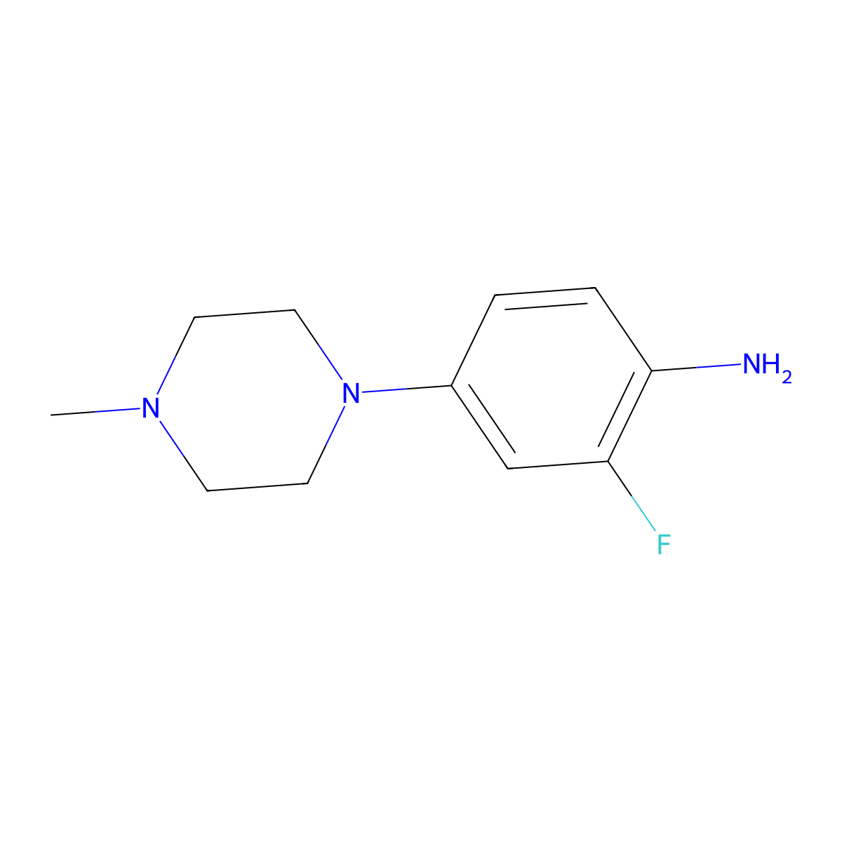 2-Fluoro-4-(4-methylpiperazin-1-yl)aniline molecular structure, CAS 500205-59-4