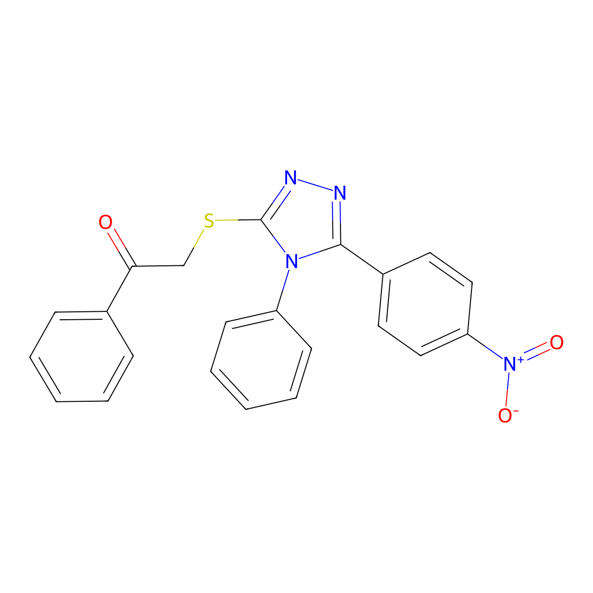 2-{[5-(4-nitrophenyl)-4-phenyl-4H-1,2,4-triazol-3-yl]sulfanyl}-1-phenylethanone molecular structure, CAS 500210-83-3