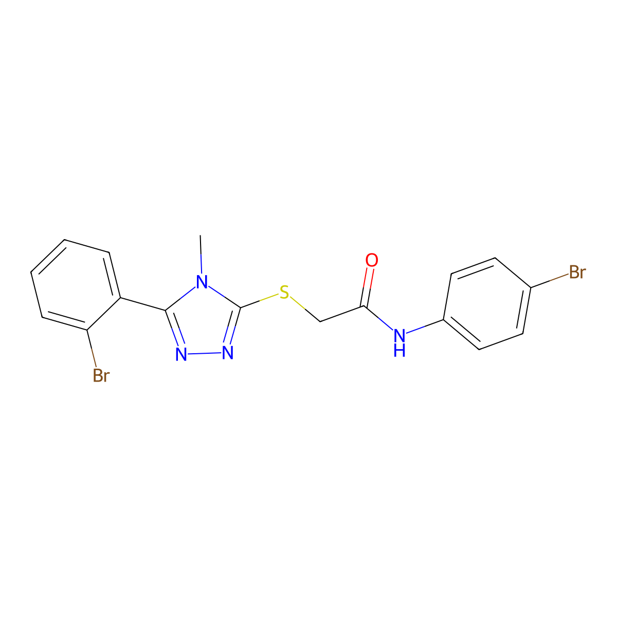 N-(4-Bromophenyl)-2-((5-(2-bromophenyl)-4-methyl-4H-1,2,4-triazol-3-yl)thio)acetamide molecular structure, CAS 500212-15-7