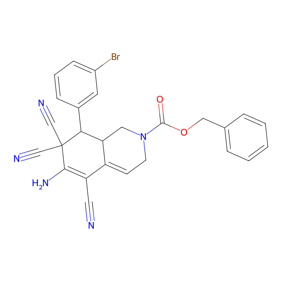 benzyl 6-amino-8-(3-bromophenyl)-5,7,7-tricyano-3,7,8,8a-tetrahydro-2(1H)-isoquinolinecarboxylate molecular structure, CAS 500218-97-3