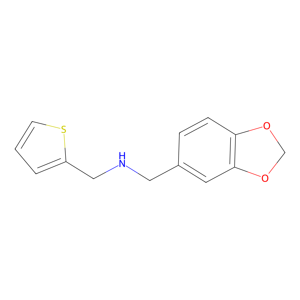 1-(1,3-benzodioxol-5-yl)-N-(thiophen-2-ylmethyl)methanamine molecular structure, CAS 500221-75-0