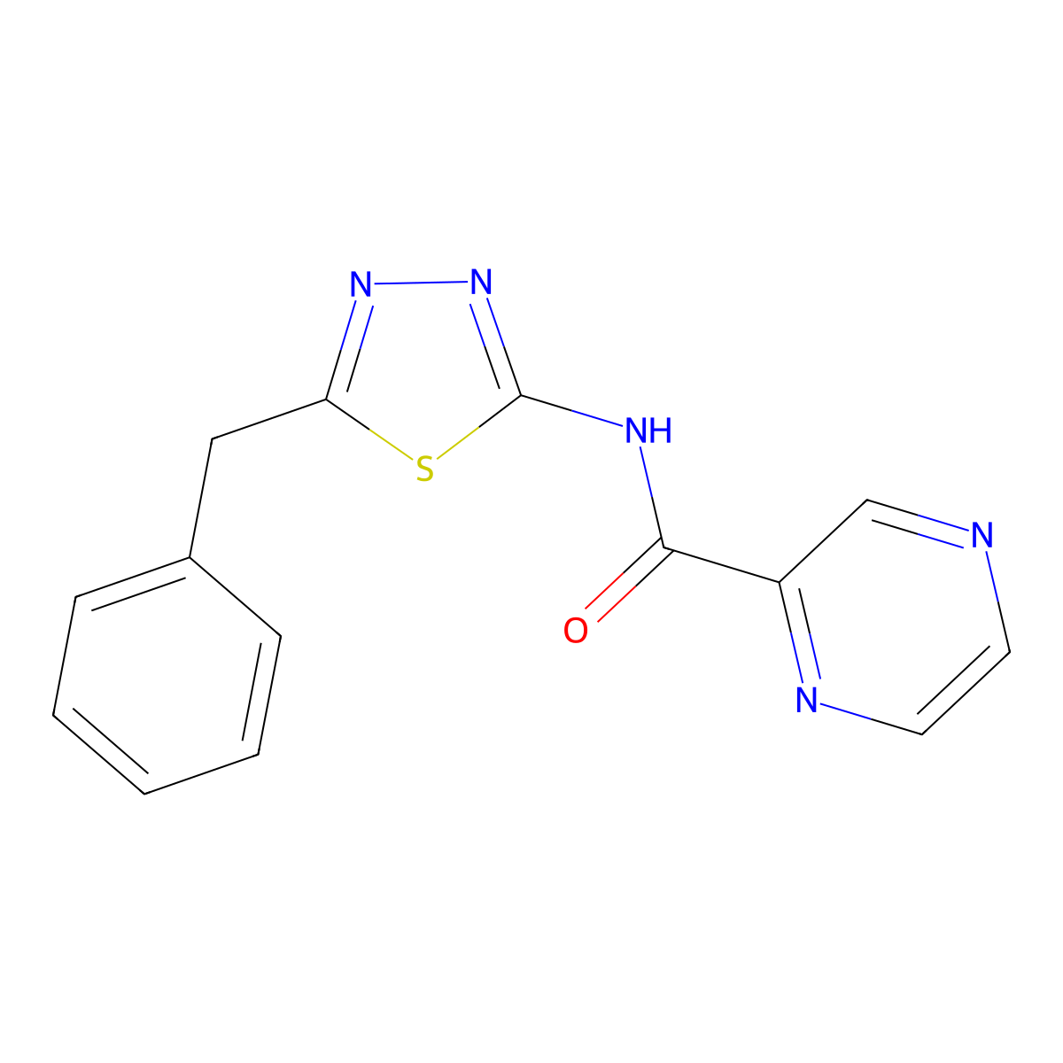 N-(5-benzyl-1,3,4-thiadiazol-2-yl)pyrazine-2-carboxamide molecular structure, CAS 500261-07-4
