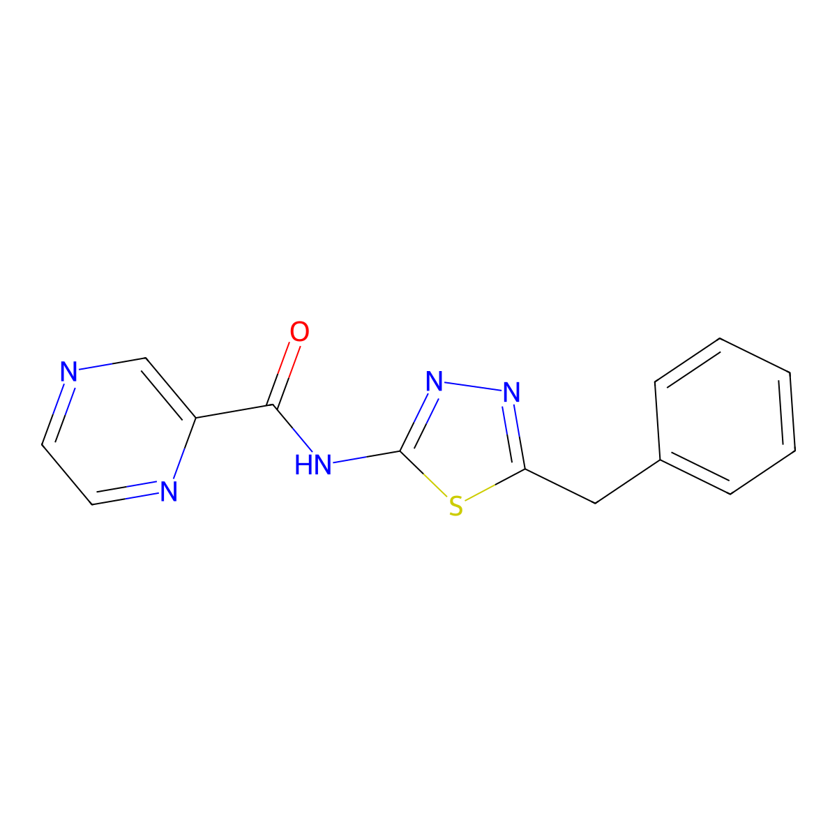 N-(5-benzyl-1,3,4-thiadiazol-2-yl)pyrazine-2-carboxamide molecular structure, CAS 500261-07-4