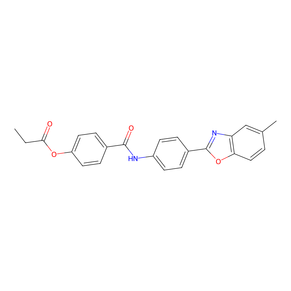 4-{[4-(5-Methyl-1,3-benzoxazol-2-yl)anilino]carbonyl}phenyl propionate molecular structure, CAS 500261-34-7