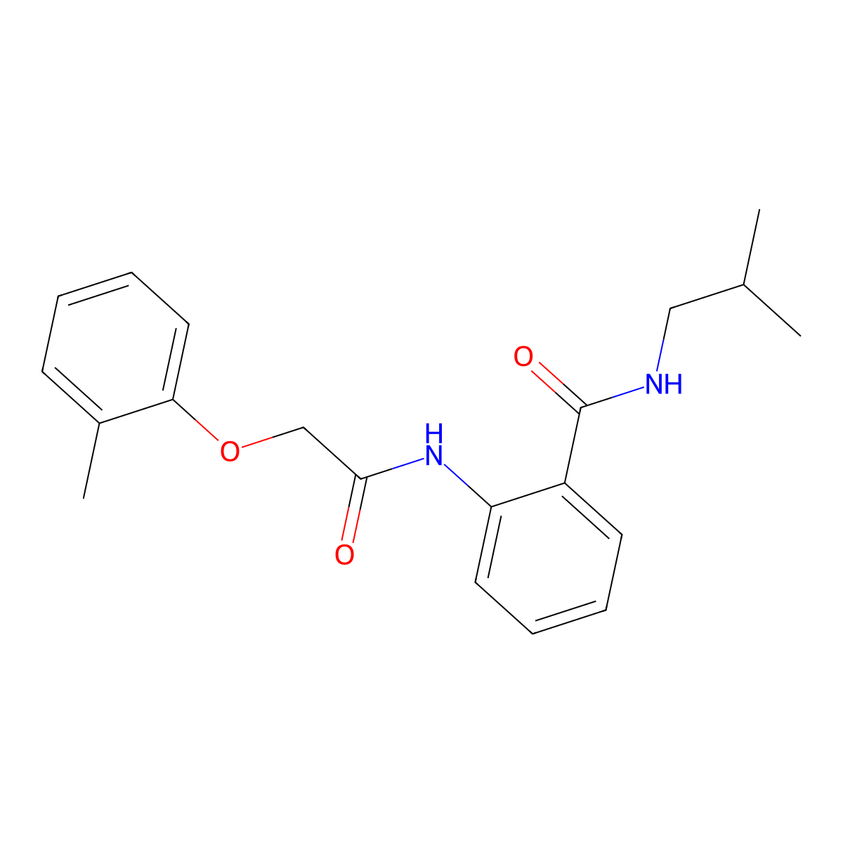 2-[[2-(2-methylphenoxy)acetyl]amino]-N-(2-methylpropyl)benzamide molecular structure, CAS 500261-41-6