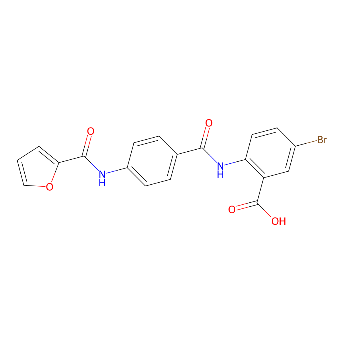 5-Bromo-2-[({4-[(furan-2-ylcarbonyl)amino]phenyl}carbonyl)amino]benzoic acid molecular structure, CAS 500261-45-0