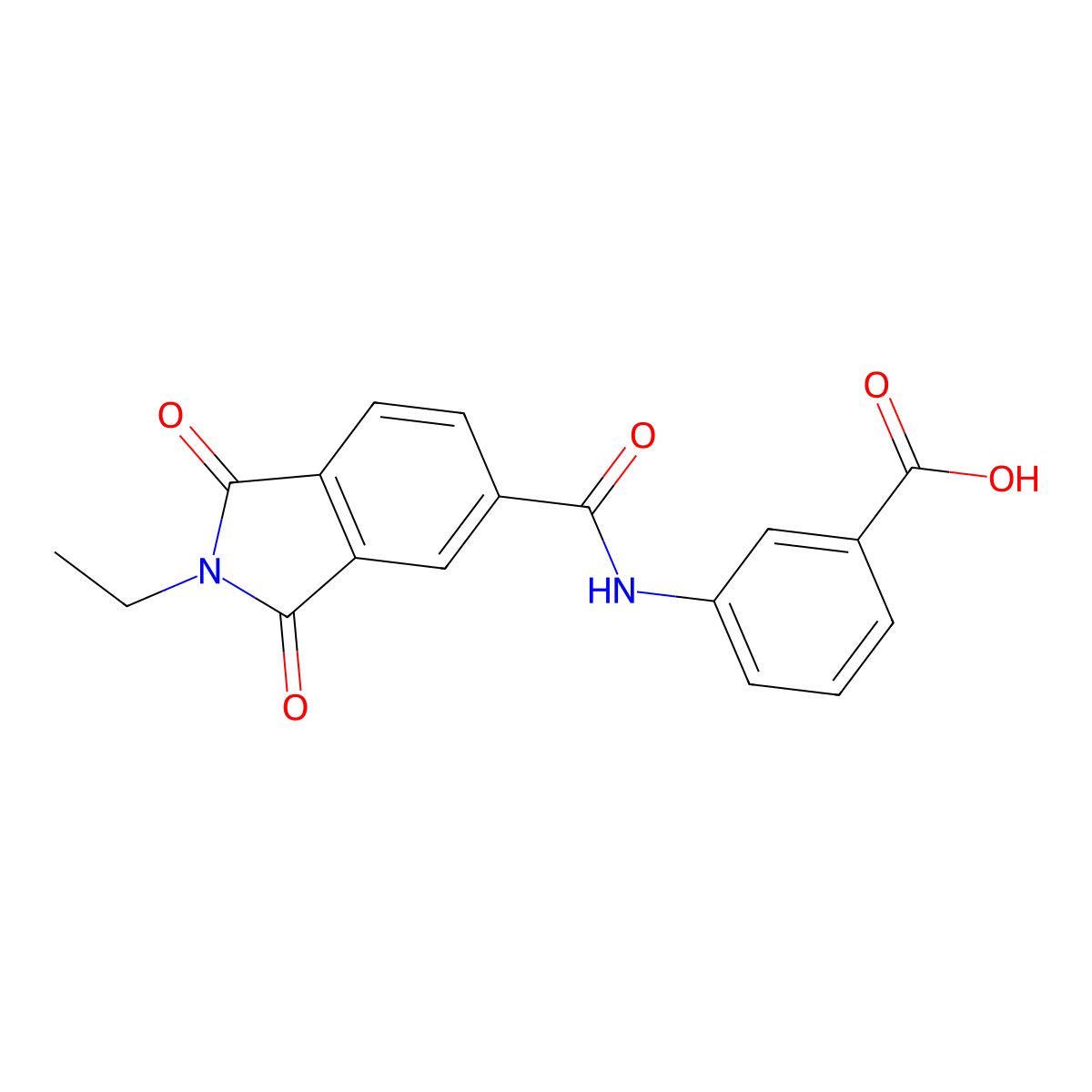 3-{[(2-ethyl-1,3-dioxo-2,3-dihydro-1H-isoindol-5-yl)carbonyl]amino}benzoic acid molecular structure, CAS 500261-60-9