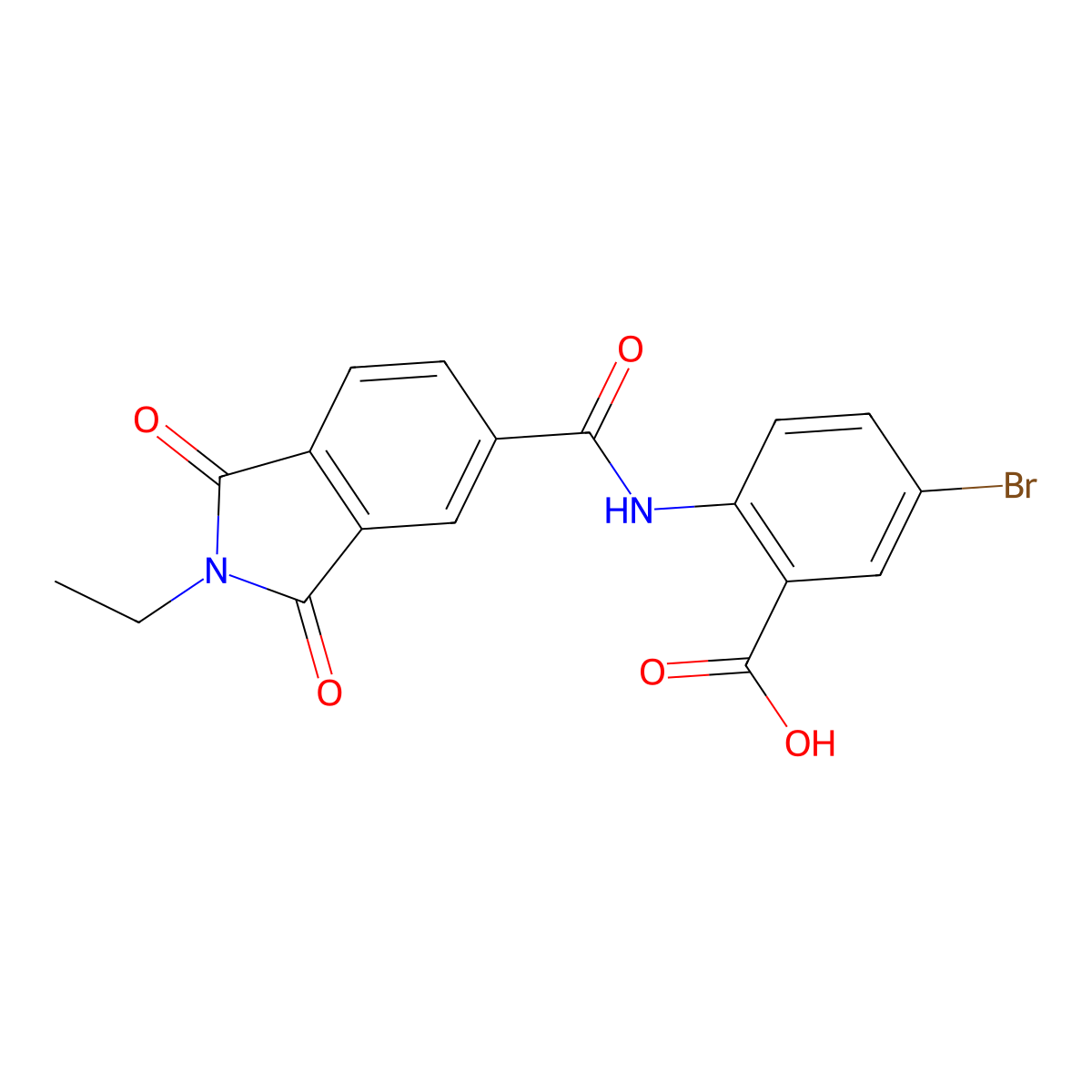 5-bromo-2-{[(2-ethyl-1,3-dioxo-2,3-dihydro-1H-isoindol-5-yl)carbonyl]amino}benzoic acid molecular structure, CAS 500261-62-1