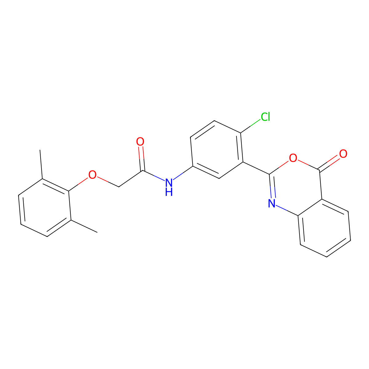N-[4-chloro-3-(4-oxo-4H-3,1-benzoxazin-2-yl)phenyl]-2-(2,6-dimethylphenoxy)acetamide molecular structure, CAS 500261-71-2