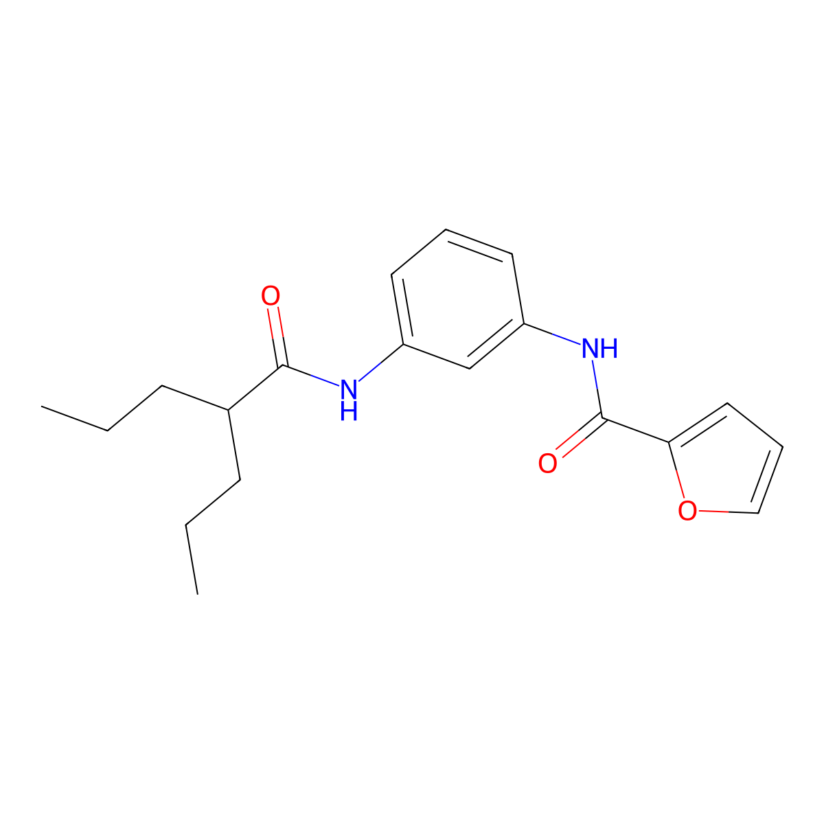 N-[3-(2-propylpentanoylamino)phenyl]furan-2-carboxamide molecular structure, CAS 500261-78-9