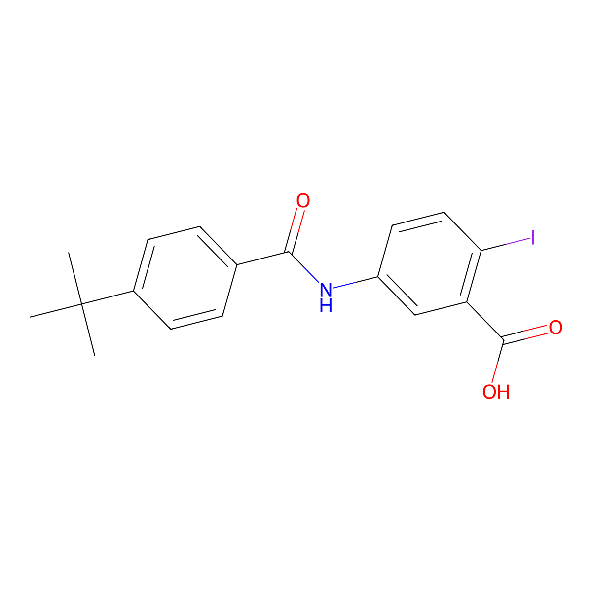 5-[(4-Tert-butylbenzoyl)amino]-2-iodobenzoic acid molecular structure, CAS 500261-79-0