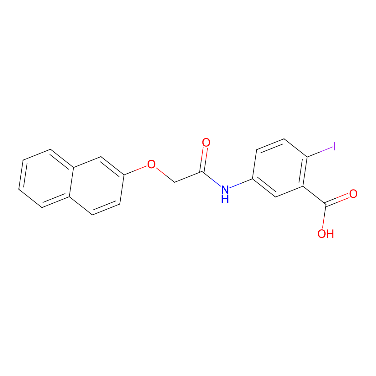 2-Iodo-5-{[(naphthalen-2-yloxy)acetyl]amino}benzoic acid molecular structure, CAS 500261-80-3