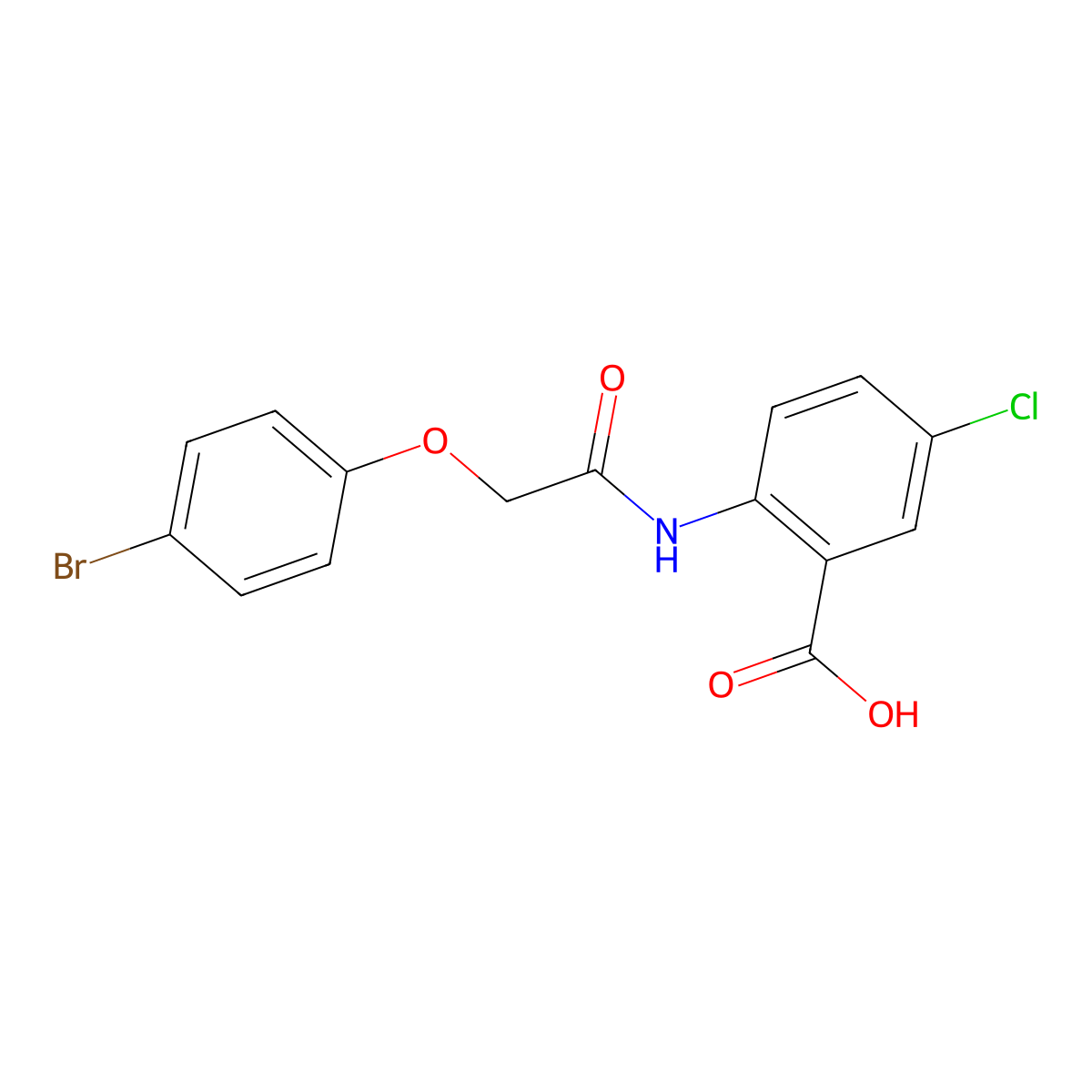 2-{[(4-Bromophenoxy)acetyl]amino}-5-chlorobenzoic acid molecular structure, CAS 500261-84-7