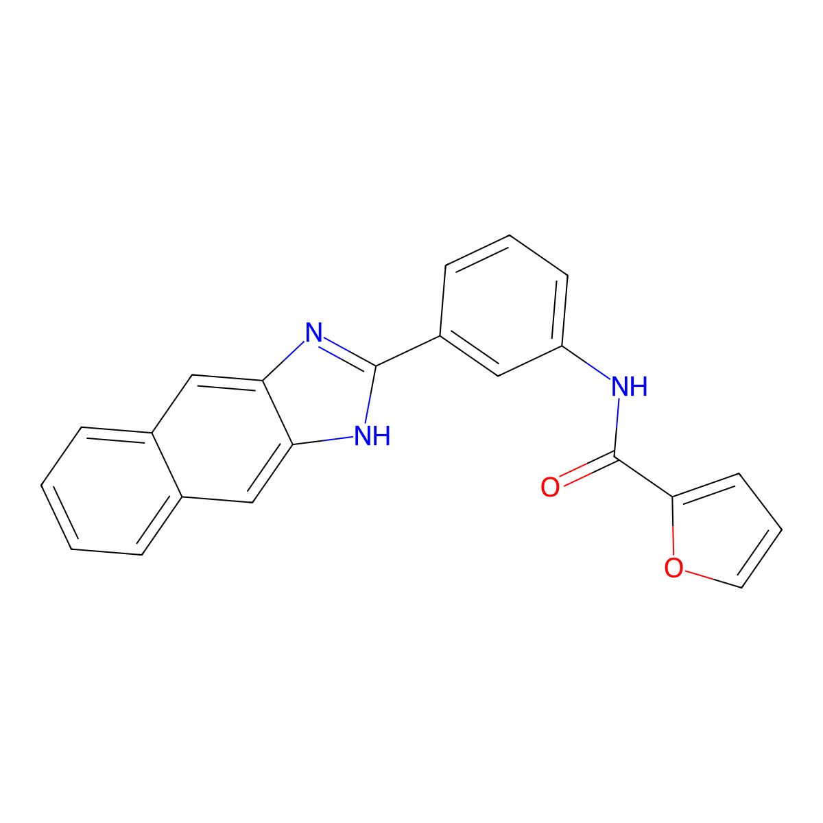 N-[3-(1H-benzo[f]benzimidazol-2-yl)phenyl]furan-2-carboxamide molecular structure, CAS 500261-89-2