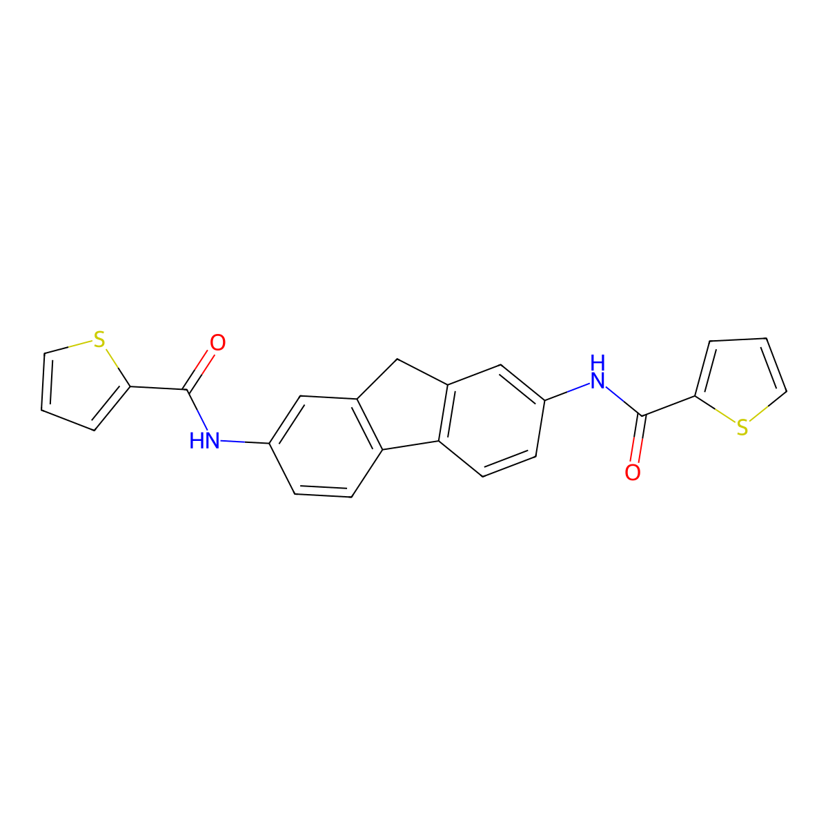N-[7-(thiophene-2-carbonylamino)-9H-fluoren-2-yl]thiophene-2-carboxamide molecular structure, CAS 500261-93-8