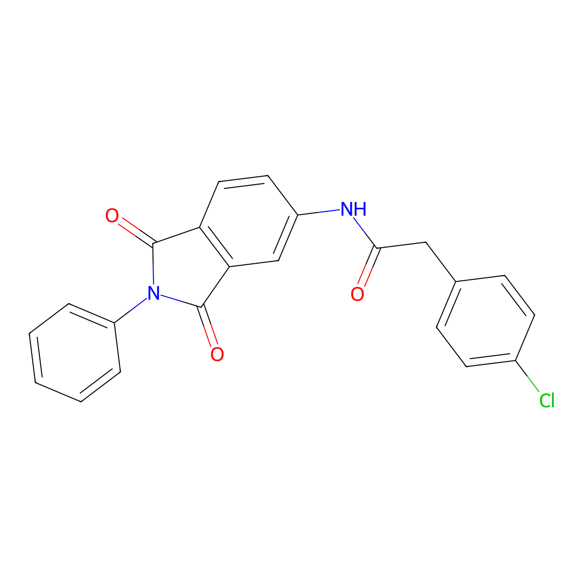 2-(4-chlorophenyl)-N-(1,3-dioxo-2-phenylisoindol-5-yl)acetamide molecular structure, CAS 500262-05-5
