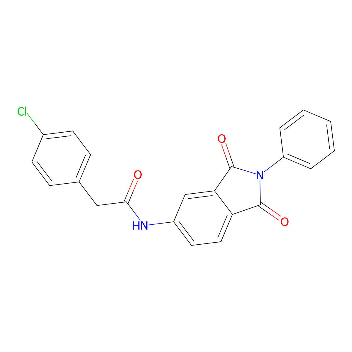 2-(4-chlorophenyl)-N-(1,3-dioxo-2-phenylisoindol-5-yl)acetamide molecular structure, CAS 500262-05-5