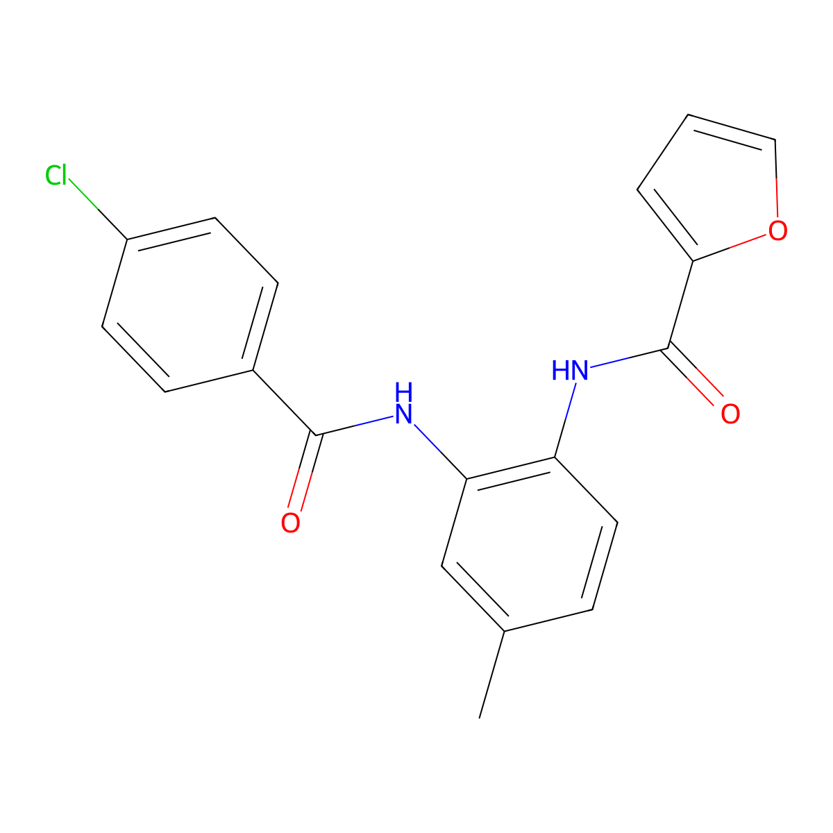 N-[2-[(4-chlorobenzoyl)amino]-4-methylphenyl]furan-2-carboxamide molecular structure, CAS 500262-10-2