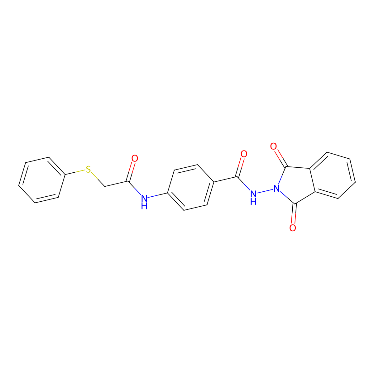 N-(1,3-dioxoisoindol-2-yl)-4-[(2-phenylsulfanylacetyl)amino]benzamide molecular structure, CAS 500262-13-5