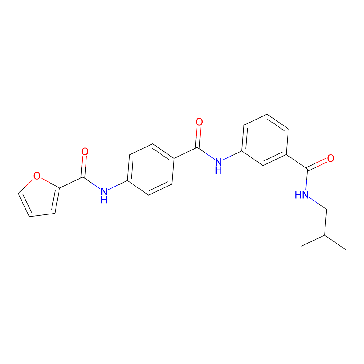 N-{4-[({3-[(isobutylamino)carbonyl]phenyl}amino)carbonyl]phenyl}-2-furamide molecular structure, CAS 500262-18-0