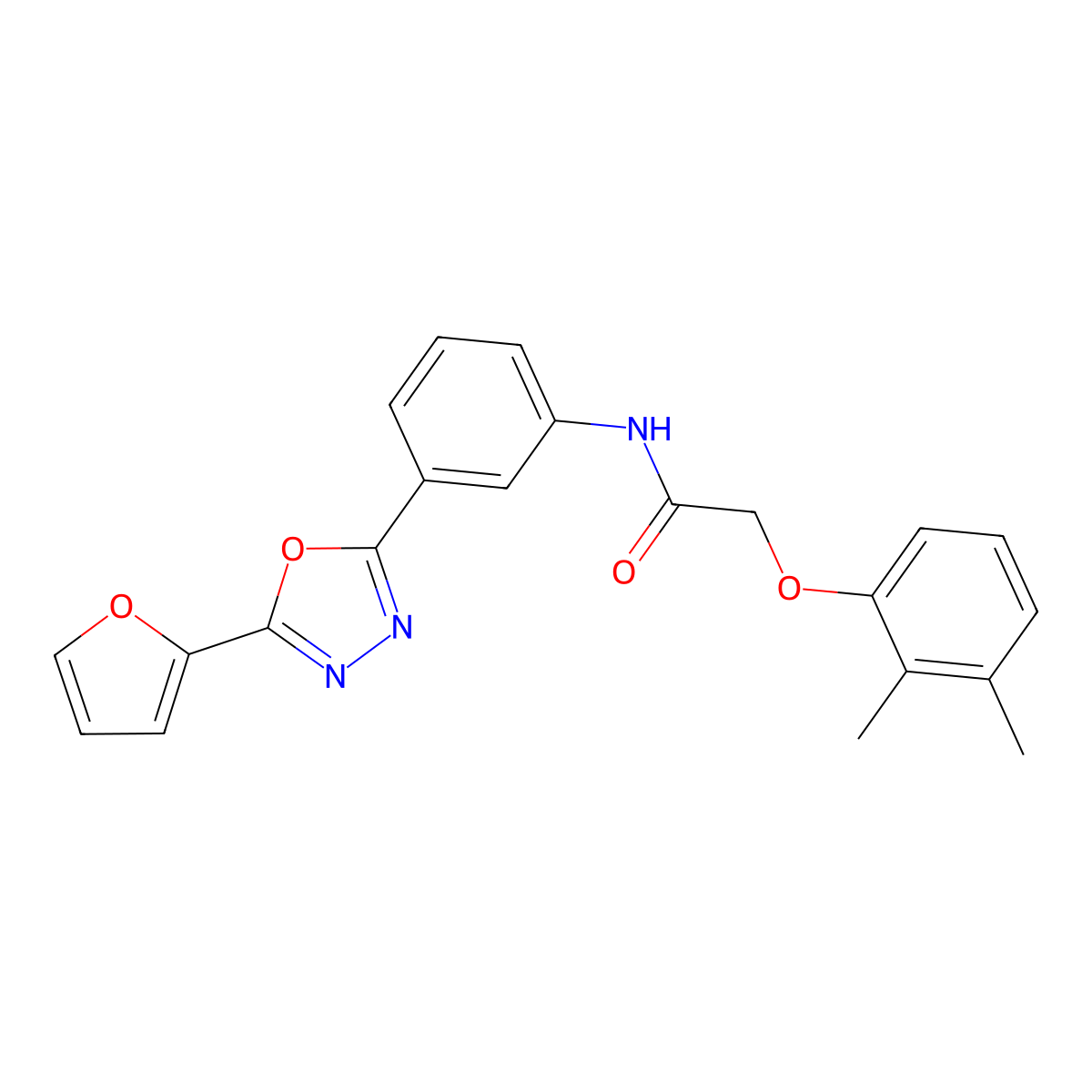 2-(2,3-dimethylphenoxy)-N-[3-[5-(furan-2-yl)-1,3,4-oxadiazol-2-yl]phenyl]acetamide molecular structure, CAS 500262-35-1